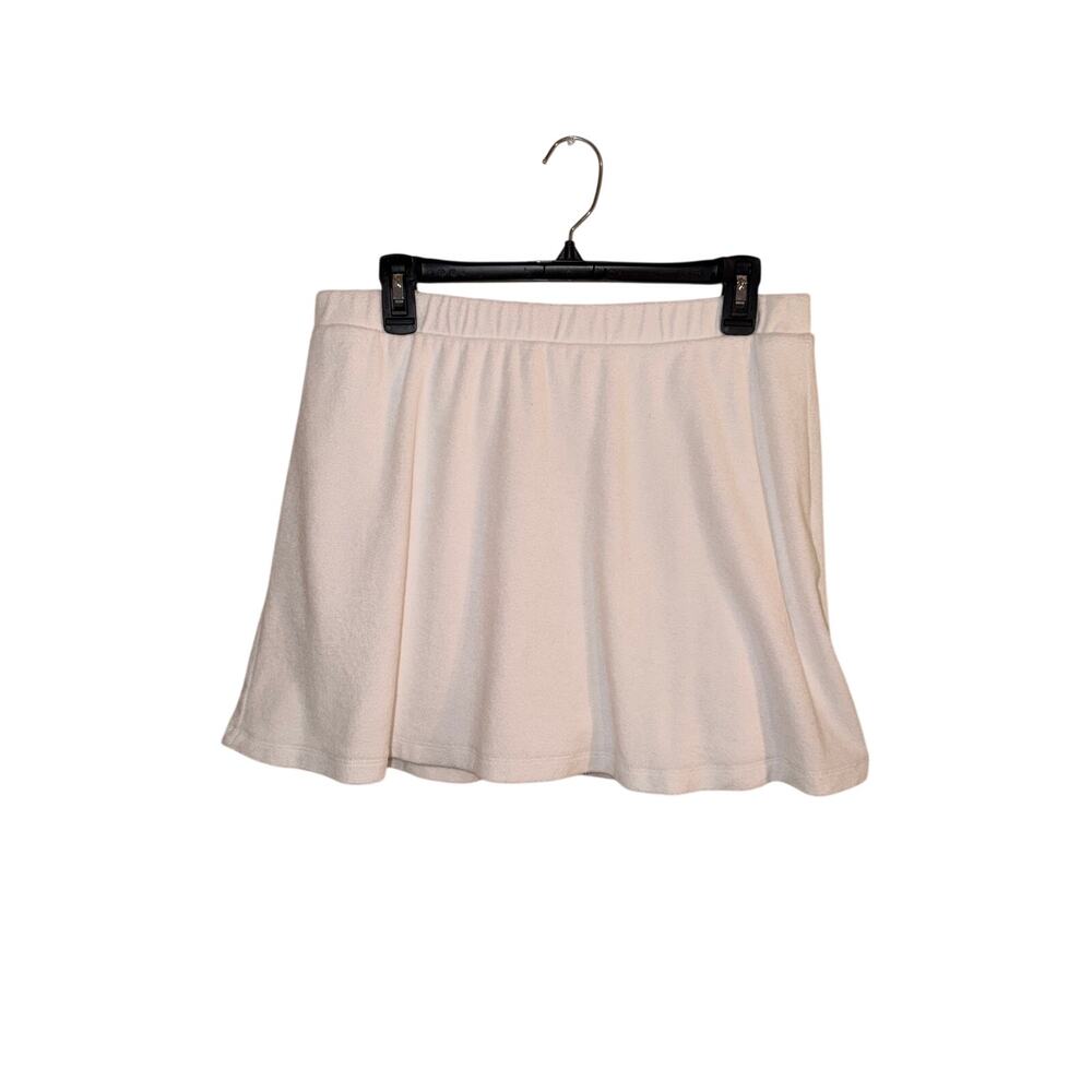 Versona Women’s Large White Terry Skater Mini Skirt Elastic Waist
